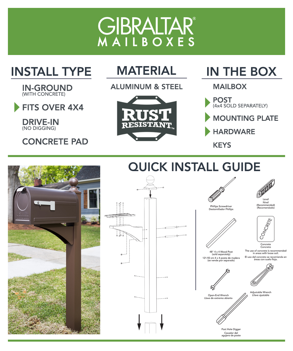 Gibraltar Mailboxes Landover Decorative Aluminum and Steel Mailbox Post
